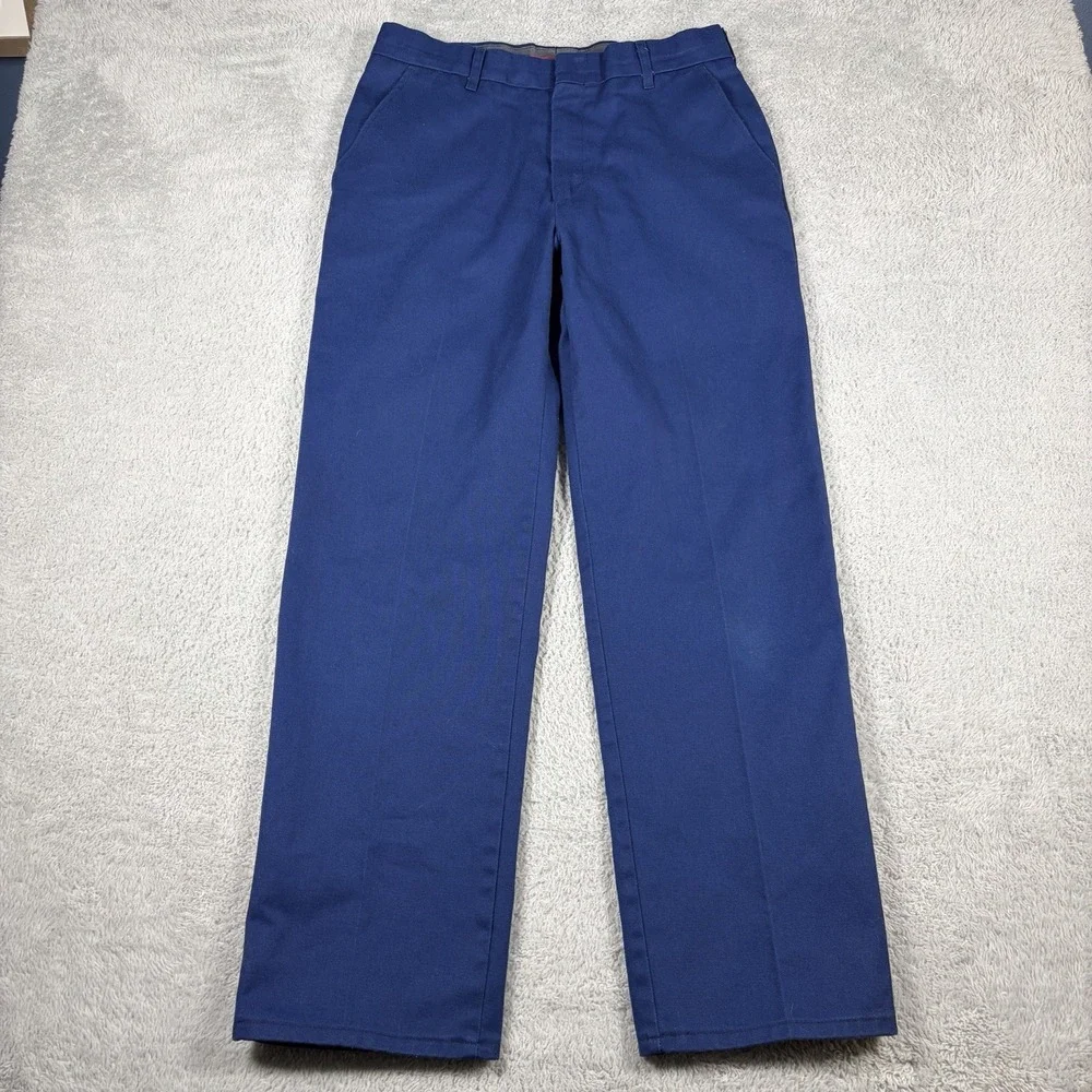 VINTAGE Work Trouser Pants VF Imagewear Navy Blue Mens 34R Made in USA Poly